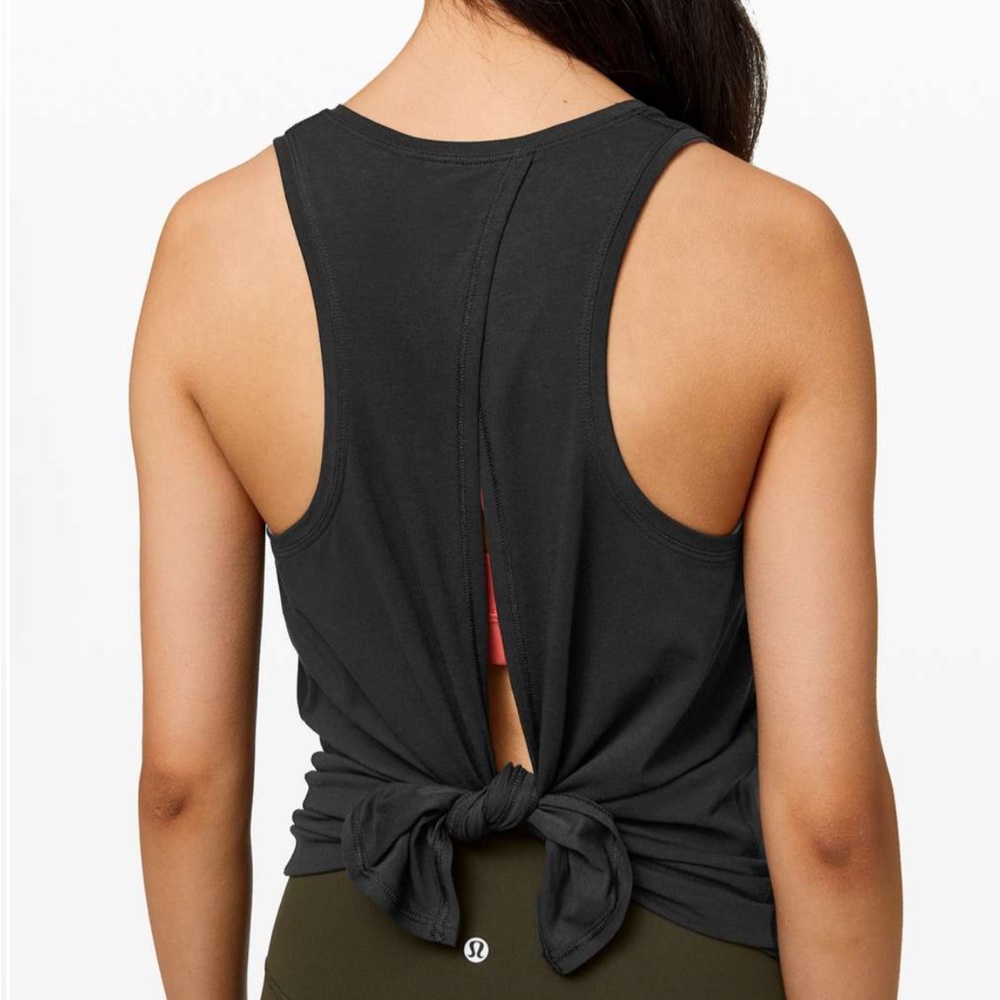 Lululemon All Tied Up Tank Top 4/XS/S Black Tie Back Yoga Shirt - Picture 8 of 13
